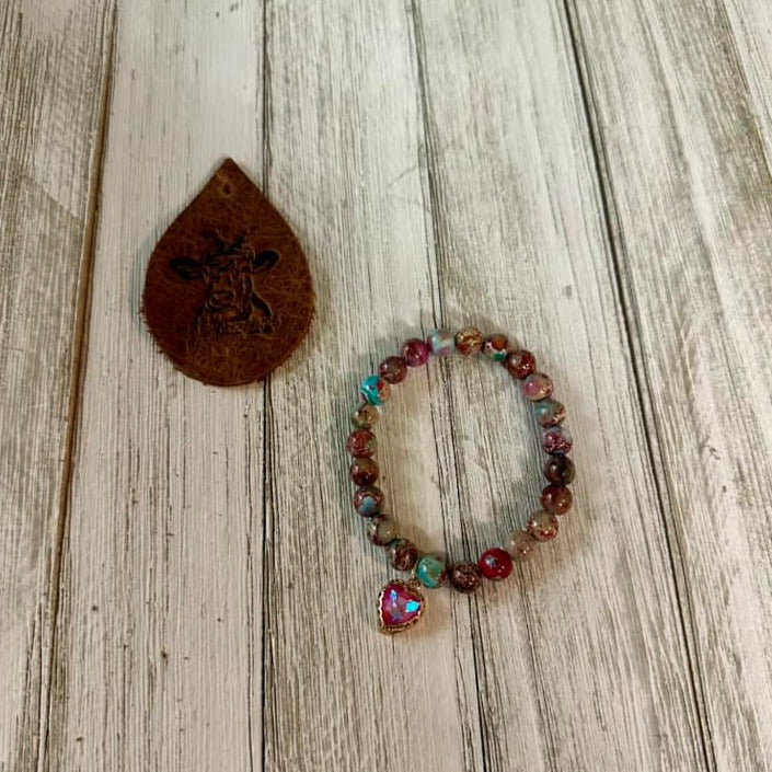 Heart Charm Stone Bracelets