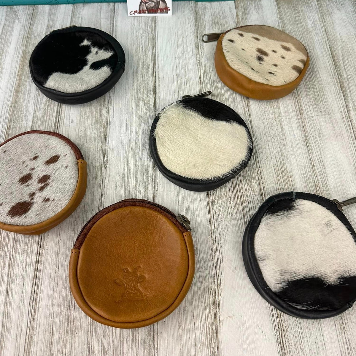 Cowhide Coin Purse Round
