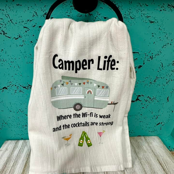 Snarky Kitchen Towels-Camping