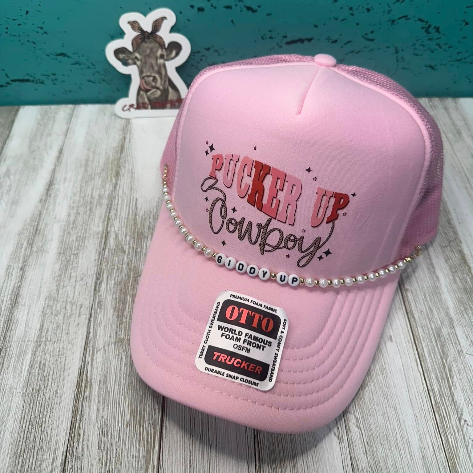 Trucker Hat W/DTF Print-Valentine