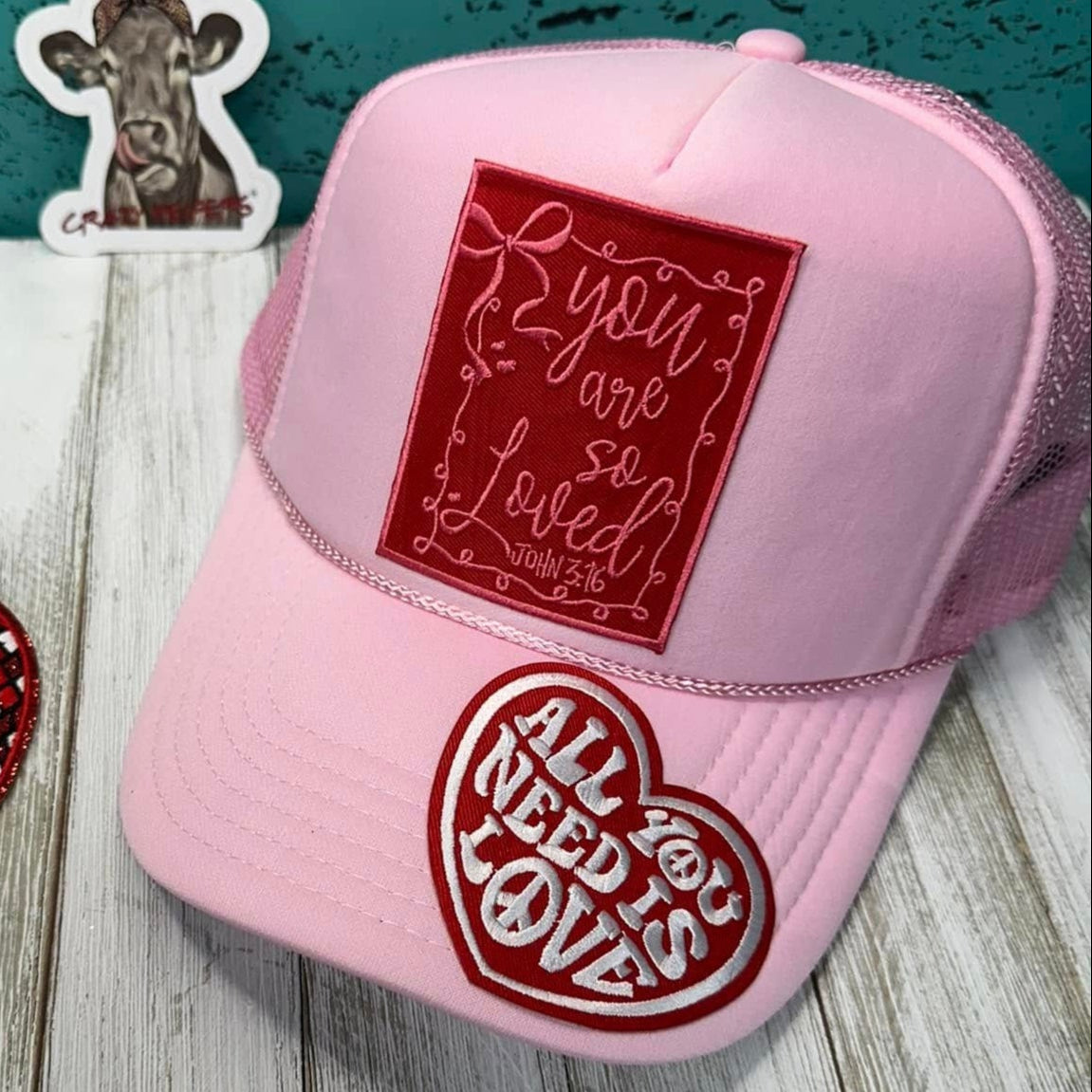 Embroidered Valentine Patches-Iron On V3 | Completed Hat Option