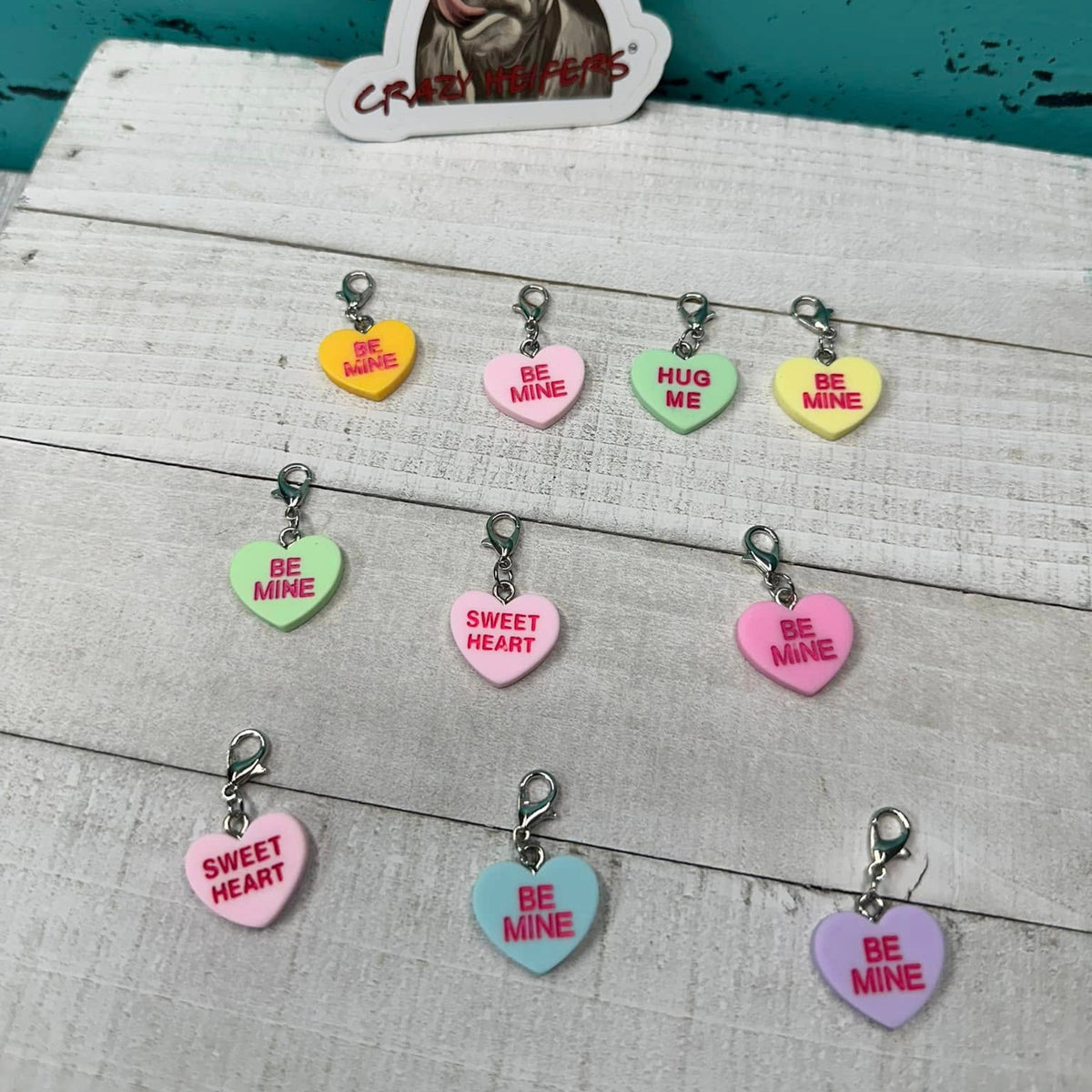 Clip-on Charms Conversation Hearts