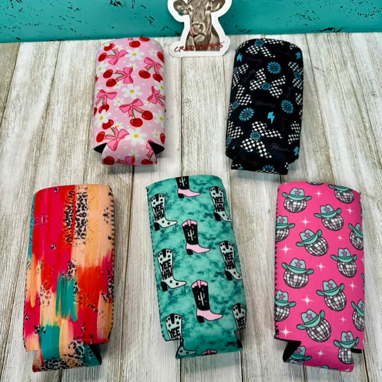 Neoprene Slim Can Coolers W/ Magnet-Trendy