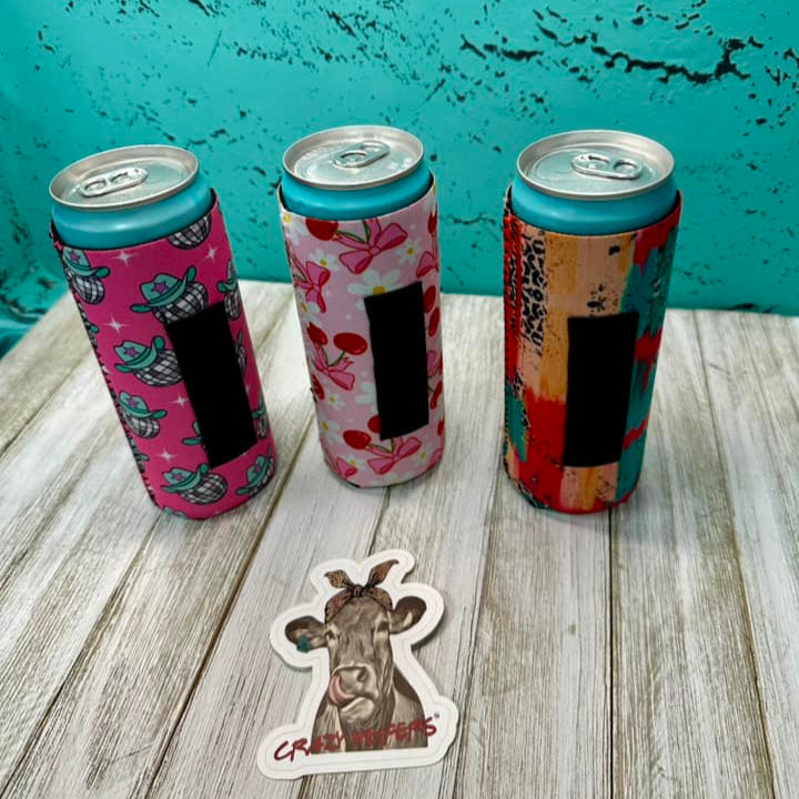 Neoprene Slim Can Coolers W/ Magnet-Trendy