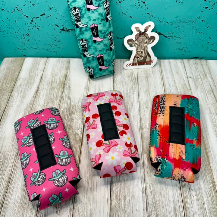 Neoprene Slim Can Coolers W/ Magnet-Trendy