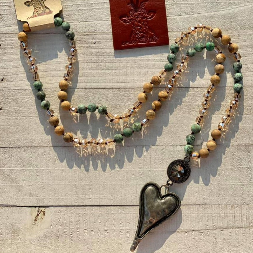 African Turquoise Heart Necklace