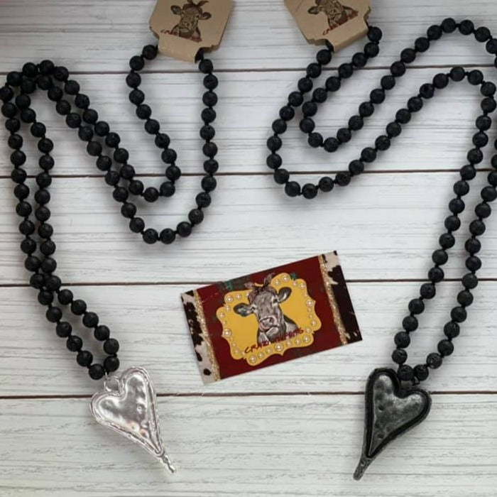 Lava Stone Heart Necklaces