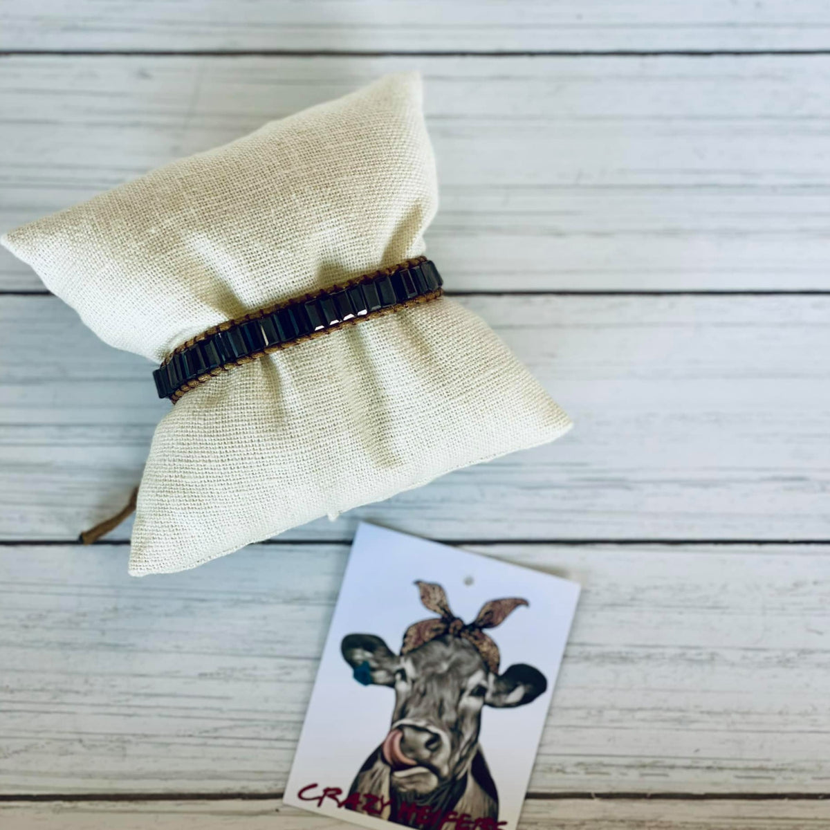 Rectangle Glass Bead Wrap Bracelet