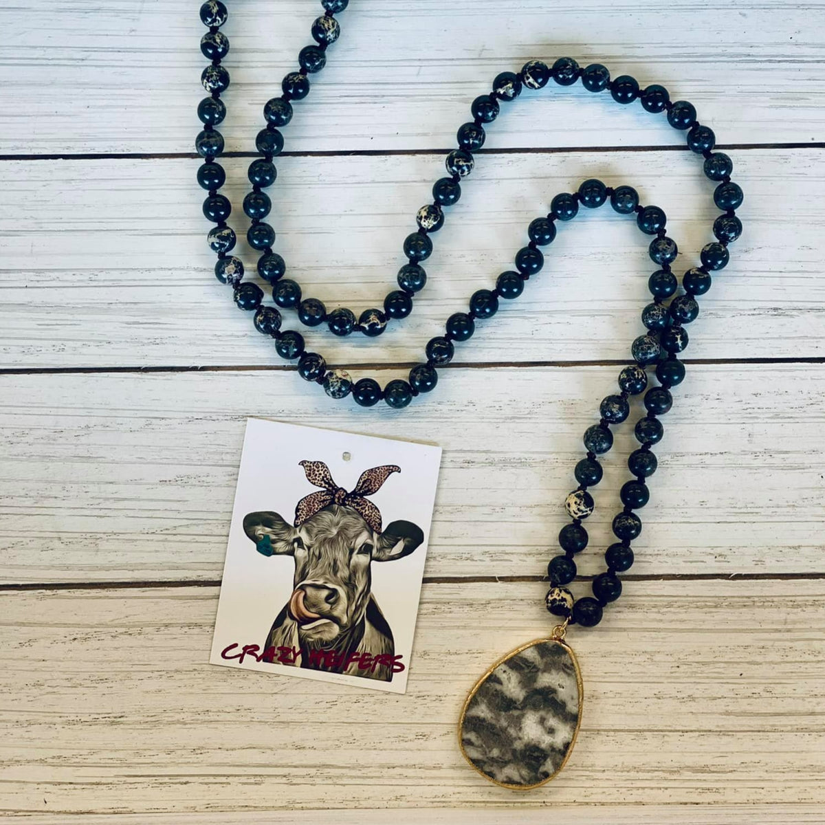 Black/White Stone Necklace