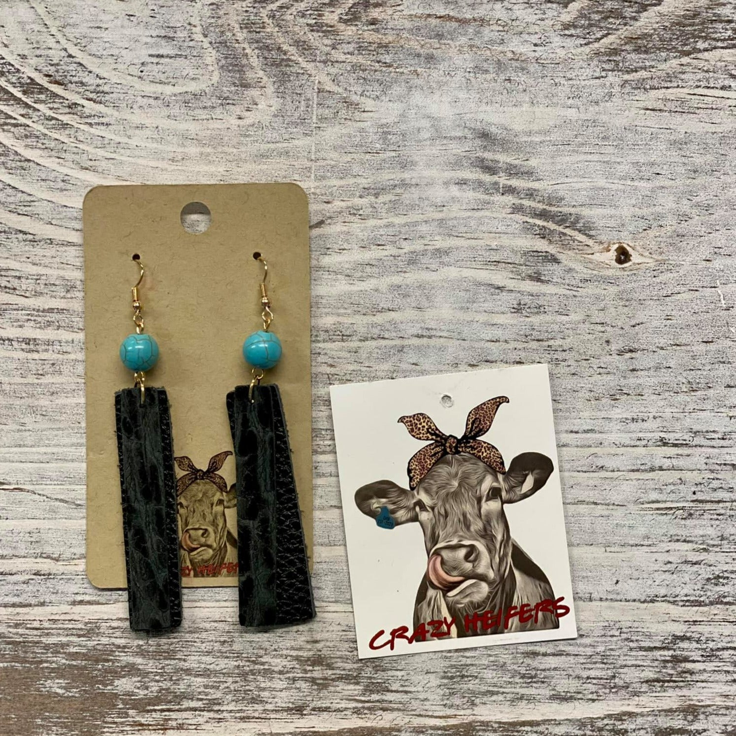 Tooled Leather Dangle Earrings