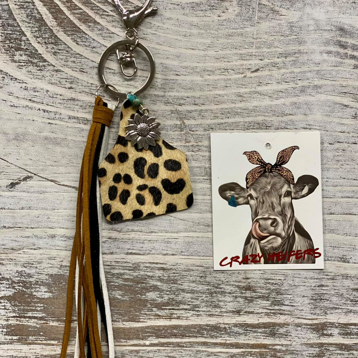 Cow Tag Tassel Keychain