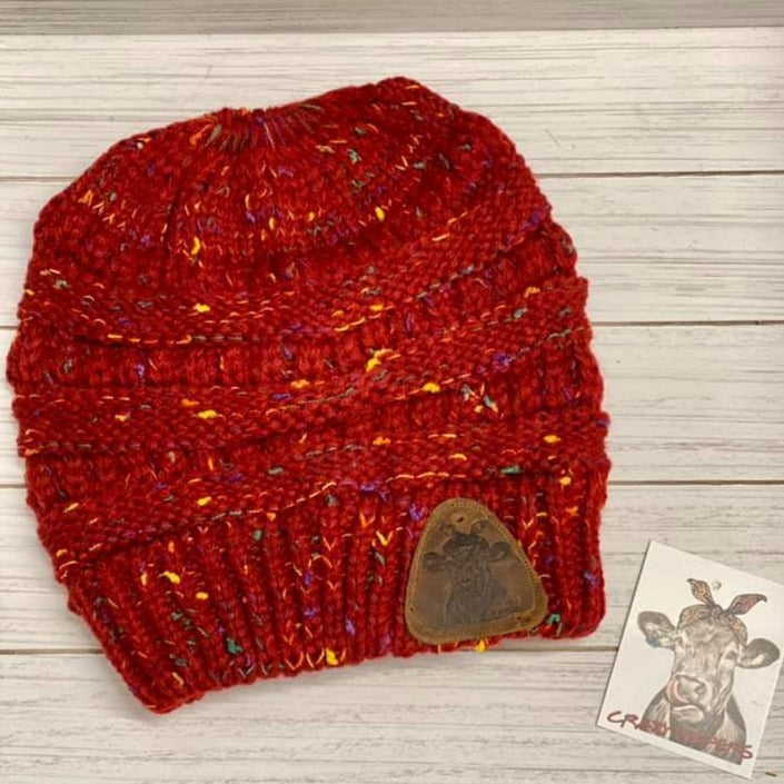 Pony Beanies W/ Leather Patch