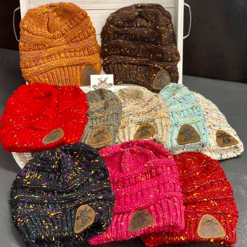 Pony Beanies W/ Leather Patch