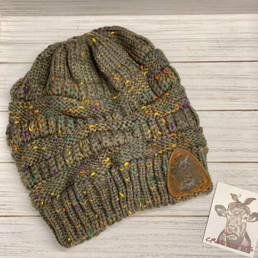 Pony Beanies W/ Leather Patch