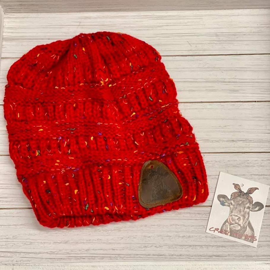 Pony Beanies W/ Leather Patch