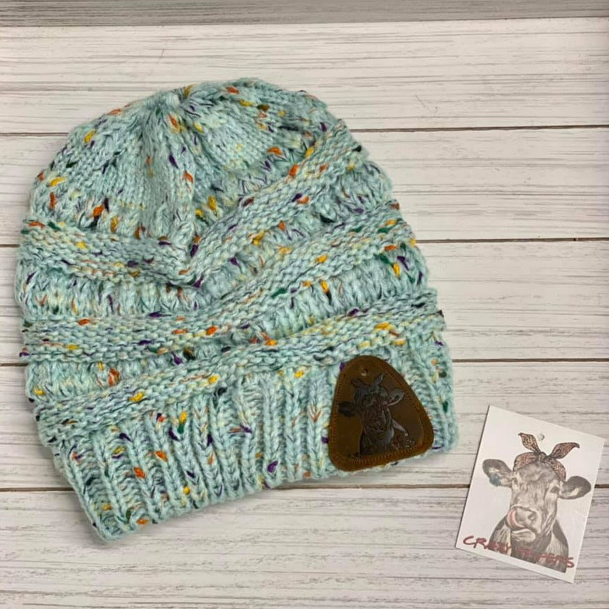 Pony Beanies W/ Leather Patch