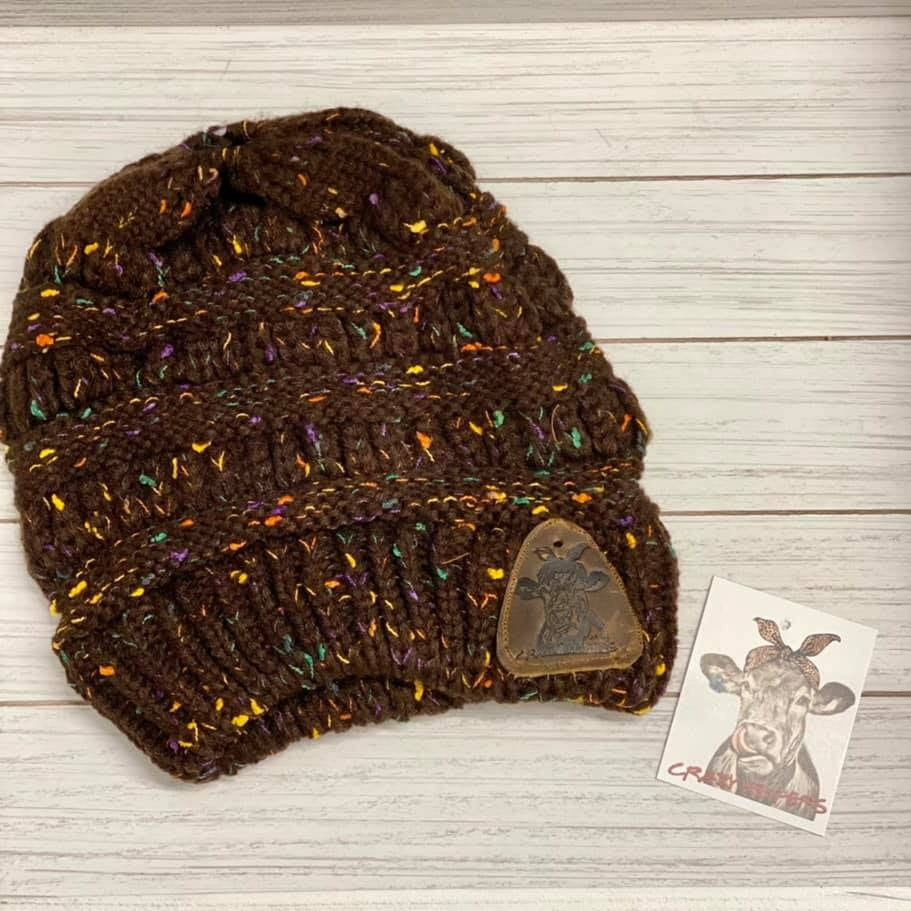 Pony Beanies W/ Leather Patch