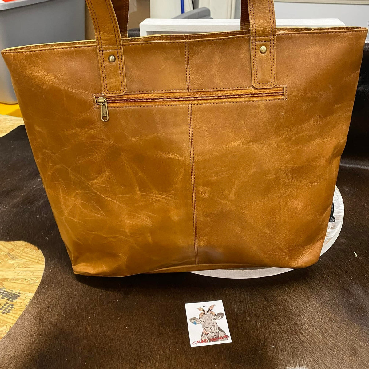 Raven Tote Bag W/ Zipper-Leopard