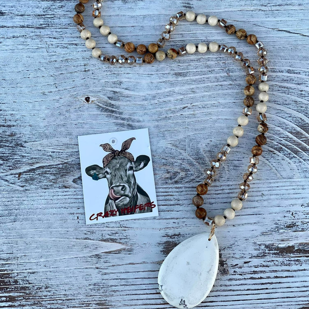 Large Howlite Stone Necklace