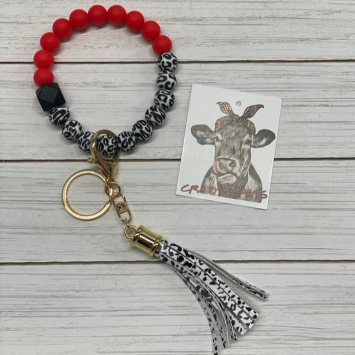 Silicone Bangle Keychain-Cow &amp; Leopard
