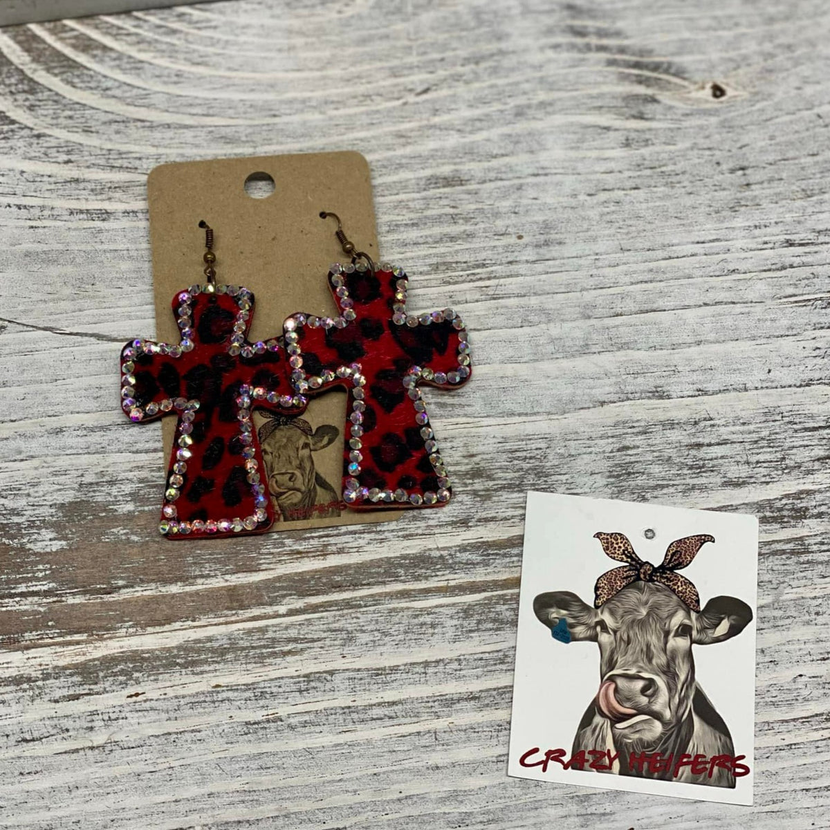 Leopard Cross Earrings