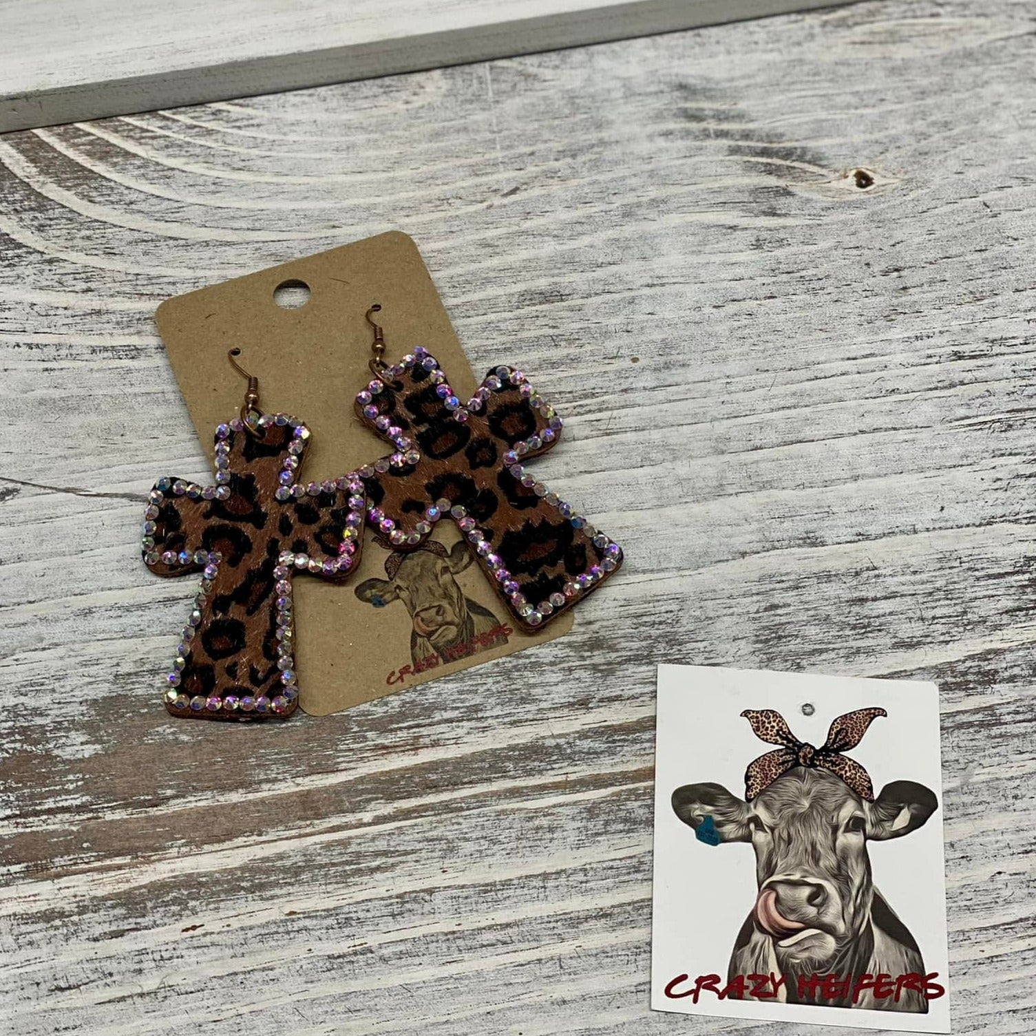 Leopard Cross Earrings