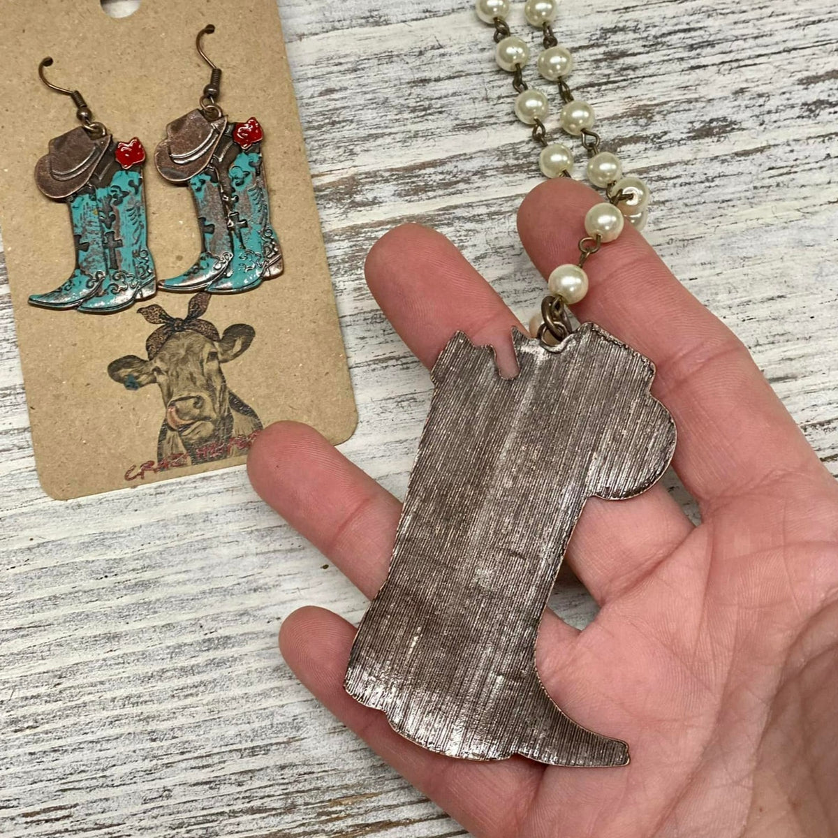 Boots Necklace &amp; Earring Set