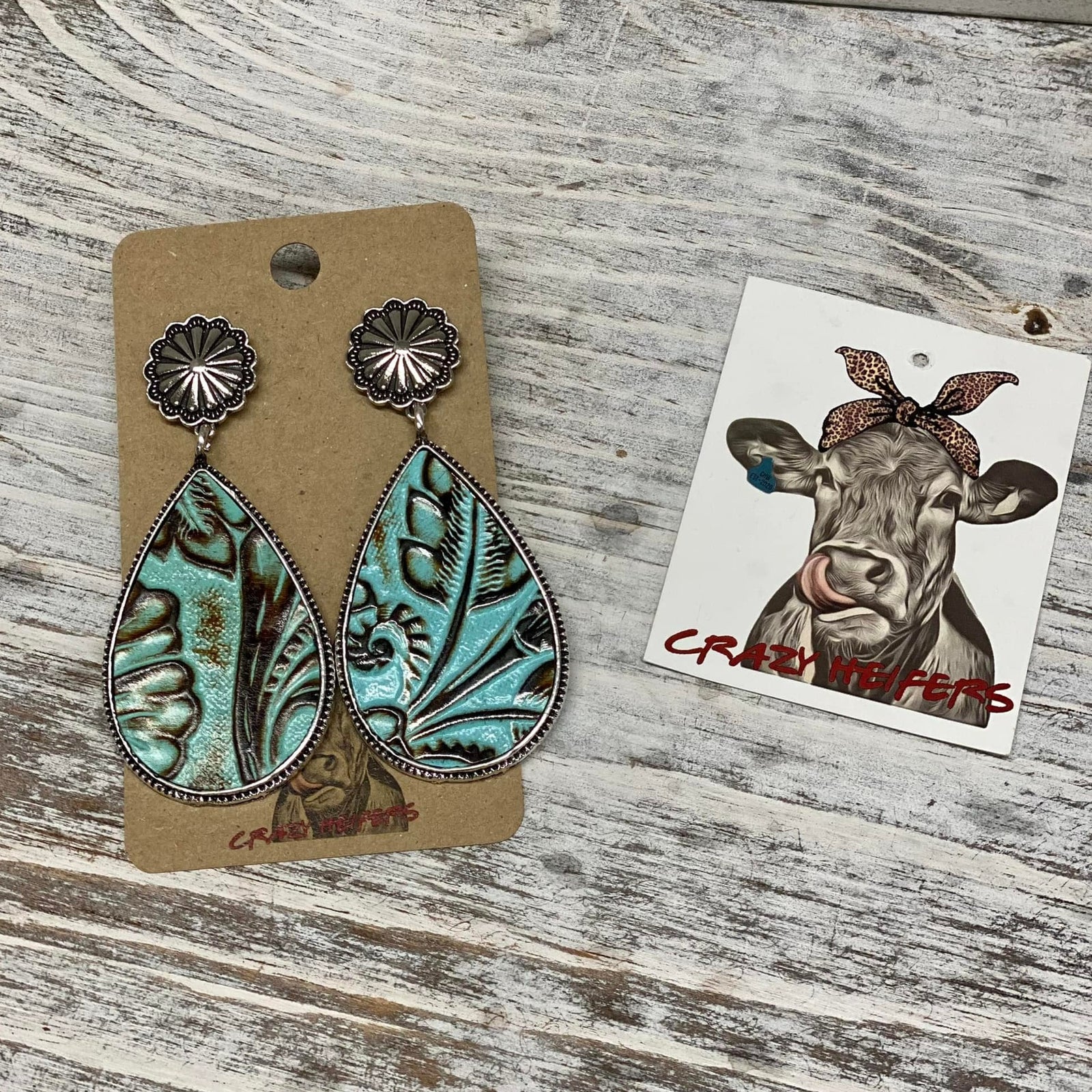 Tooled Metal Drop Earrings