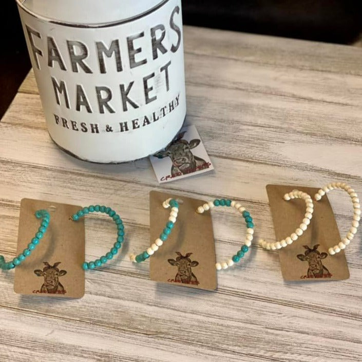 Stone Bead Hoop Earrings