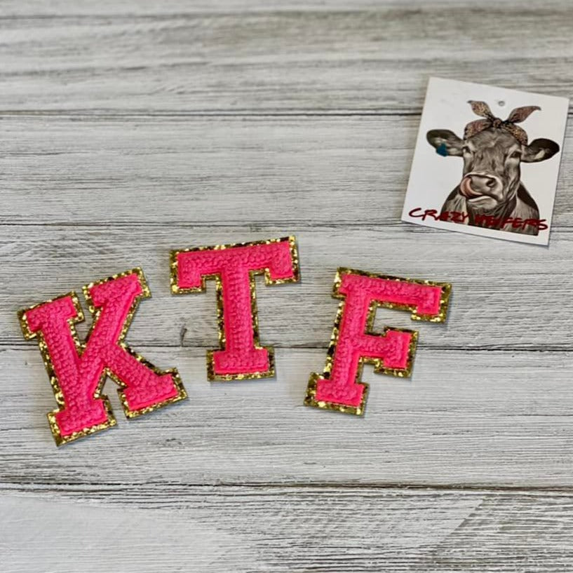 Chenille Letters-Stick On-Hot Pink