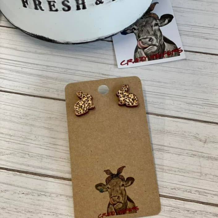 Leopard Bunny Stud Earrings