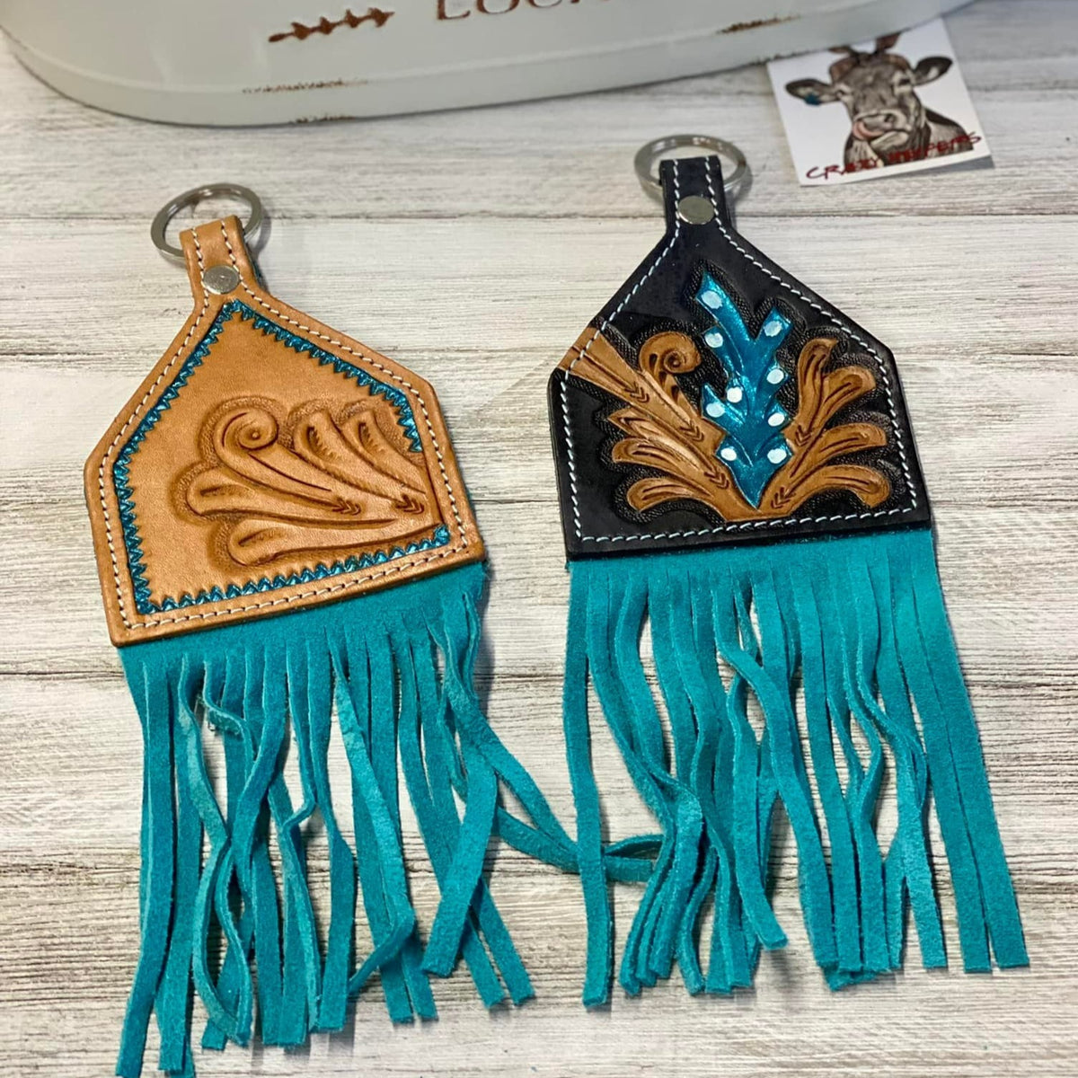 Tooled Leather Keychain-Large