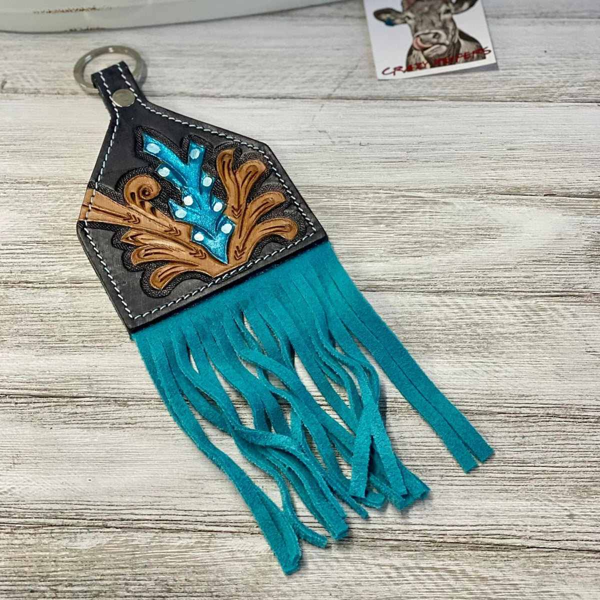 Tooled Leather Keychain-Large