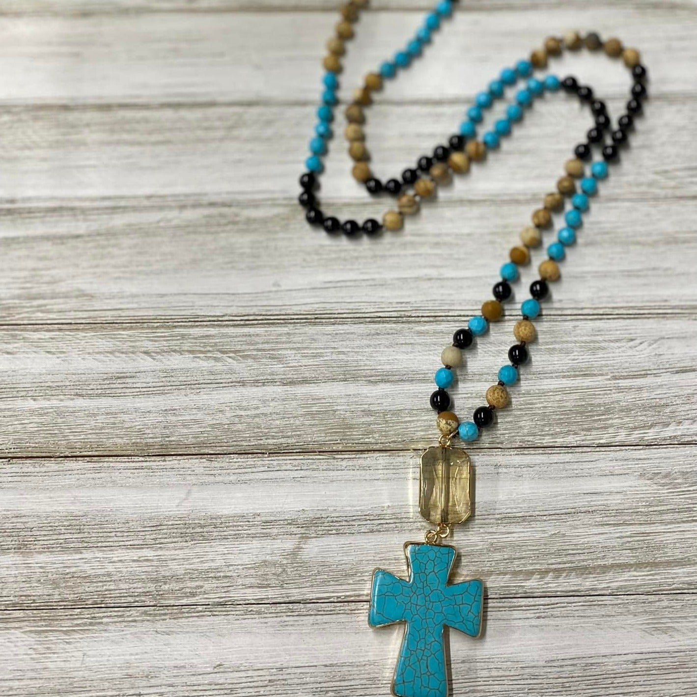 Boho Cross Pendant Necklace