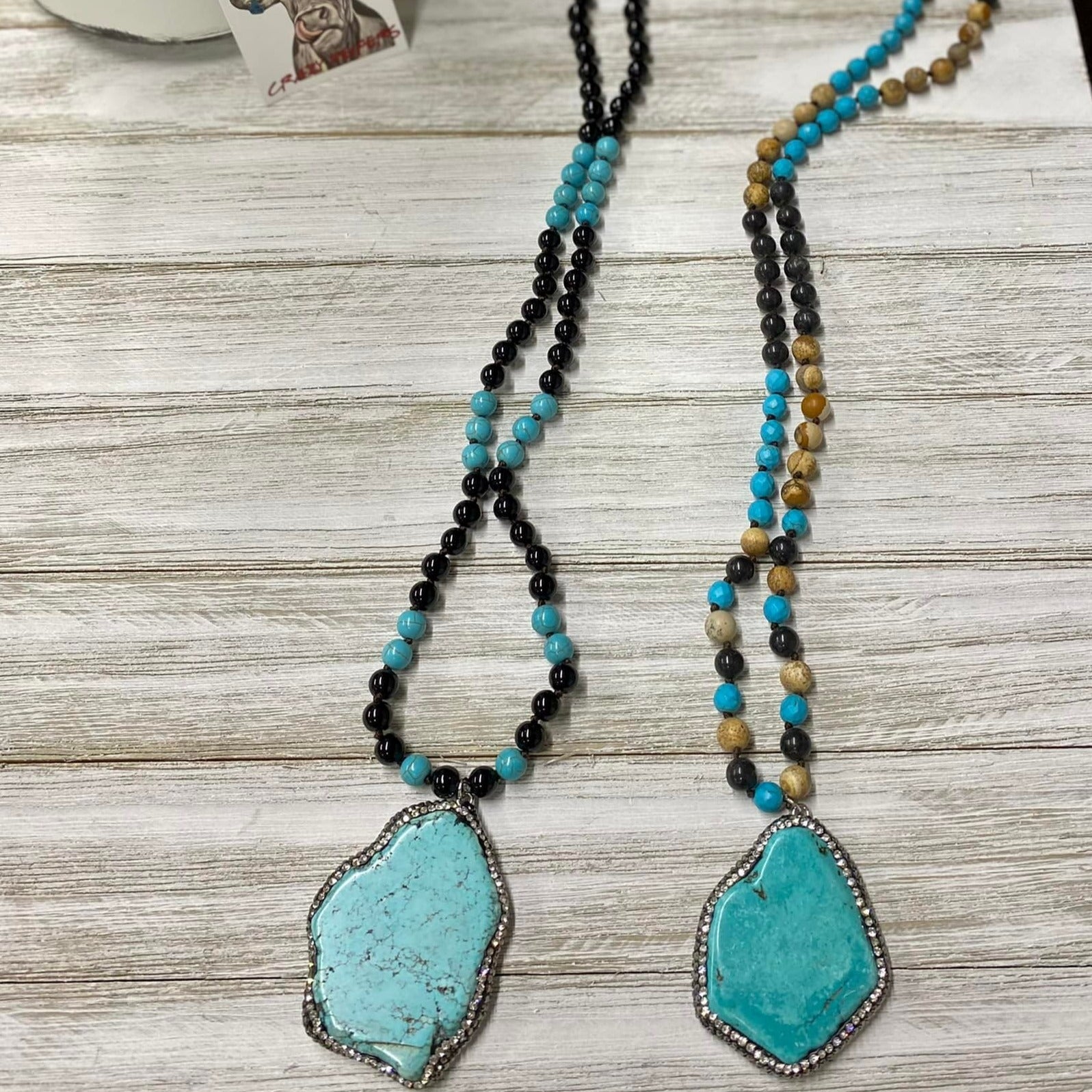 Turquoise Flat Stone Necklace
