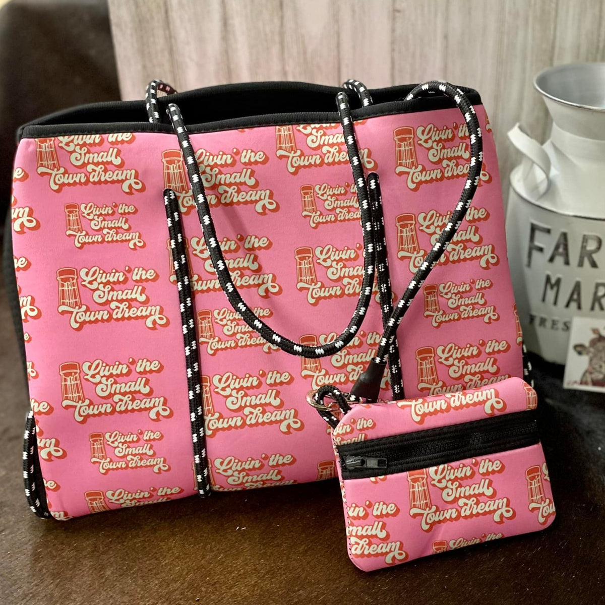 Neoprene Beach Bag W/ Wristlet-NEW Colors