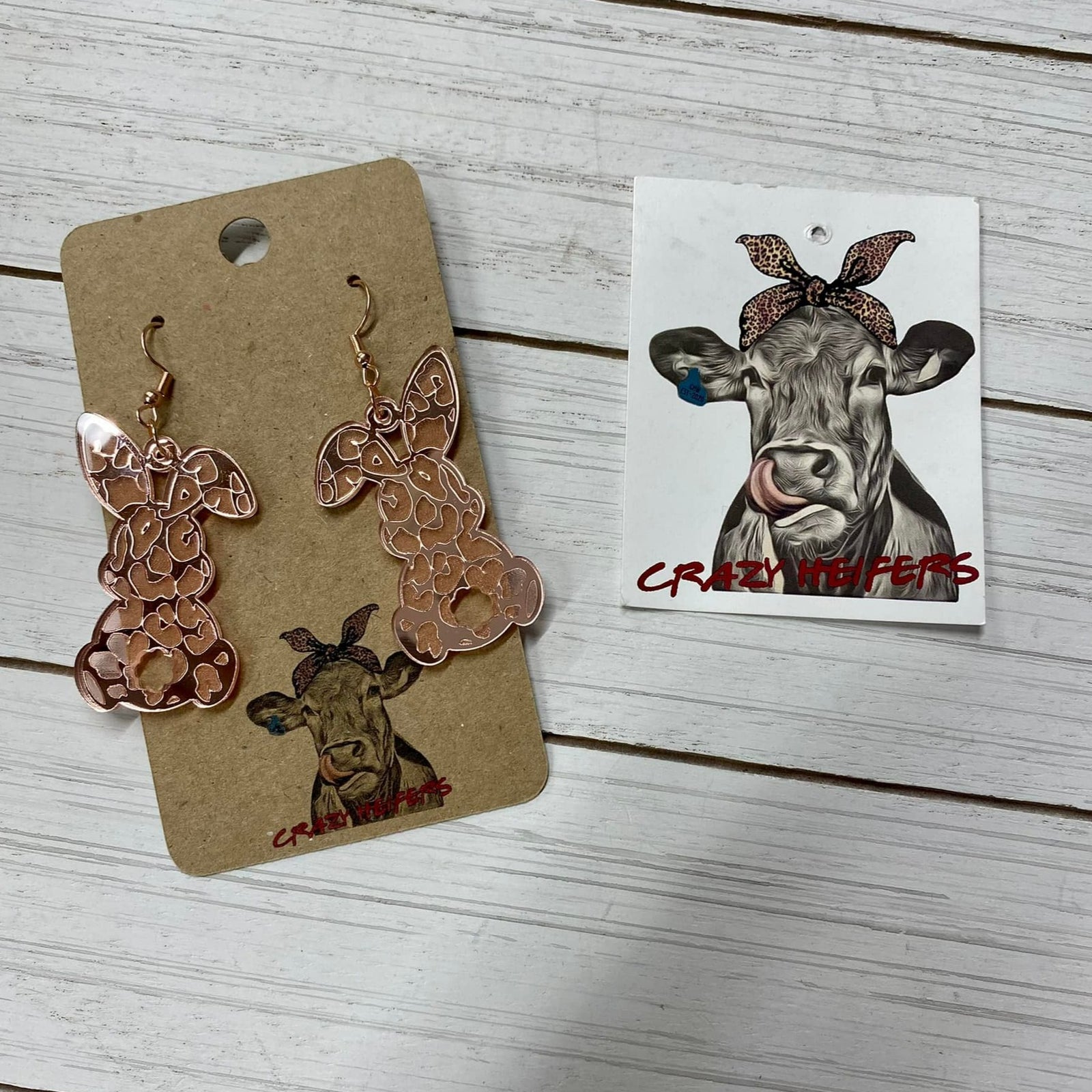 Pink Leopard Bunny Dangle Earrings