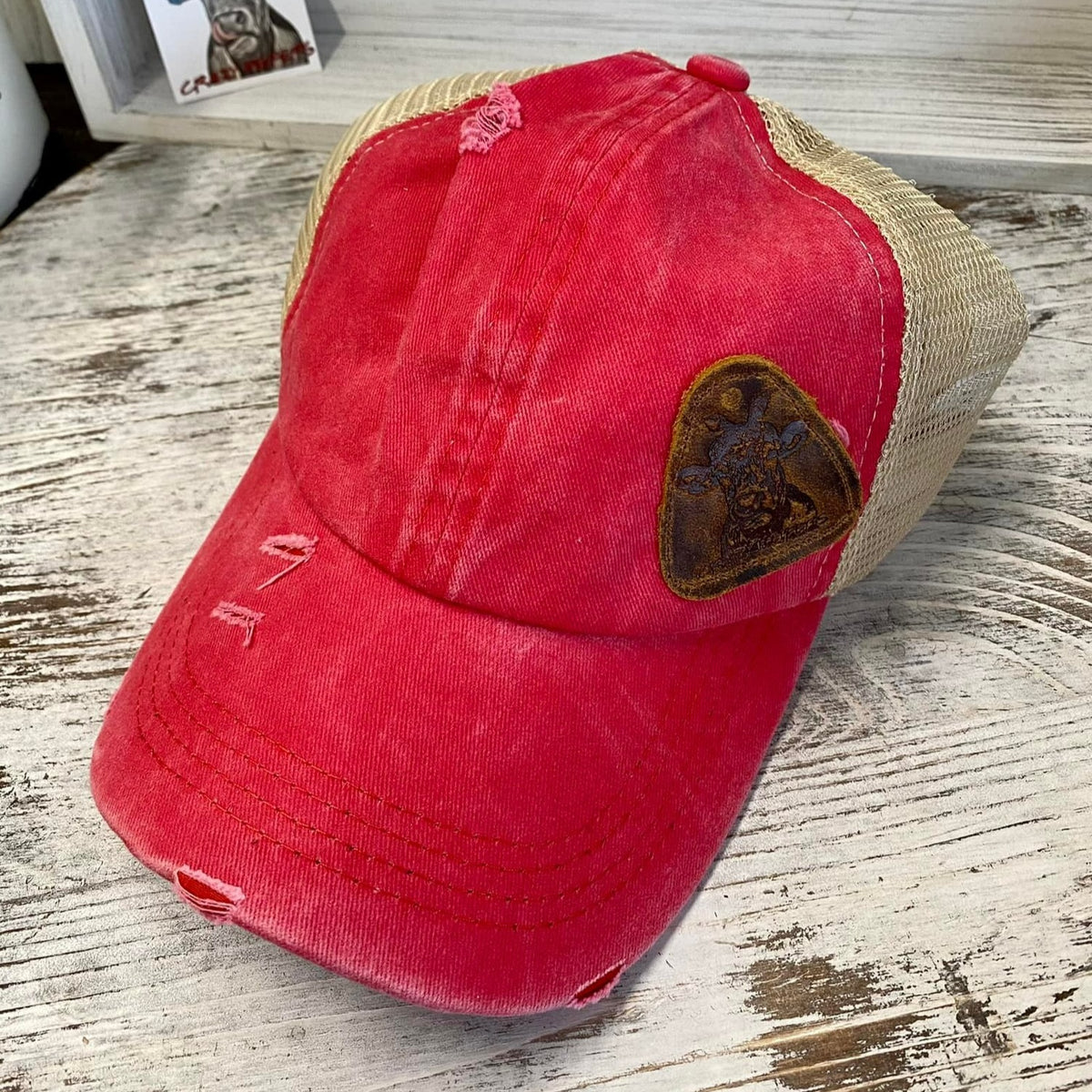 Criss Cross Ball Cap W/ Leather Patch