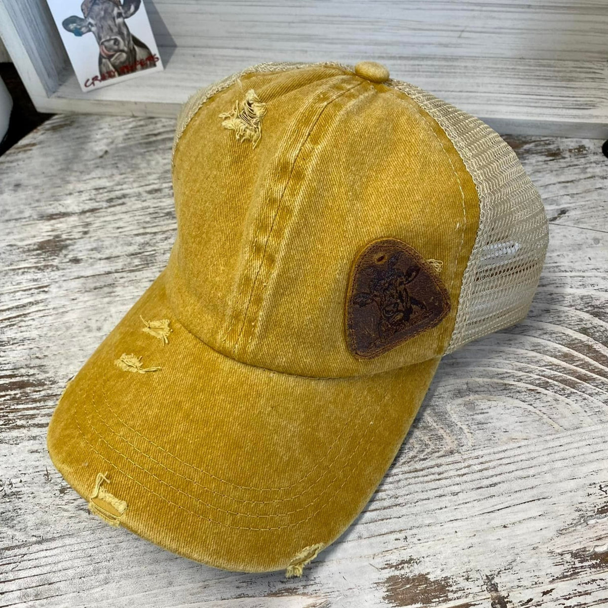 Criss Cross Ball Cap W/ Leather Patch
