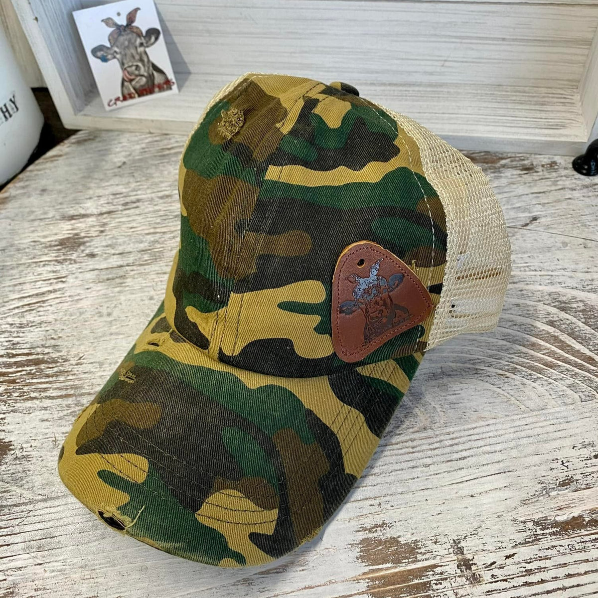 Criss Cross Ball Cap W/ Leather Patch