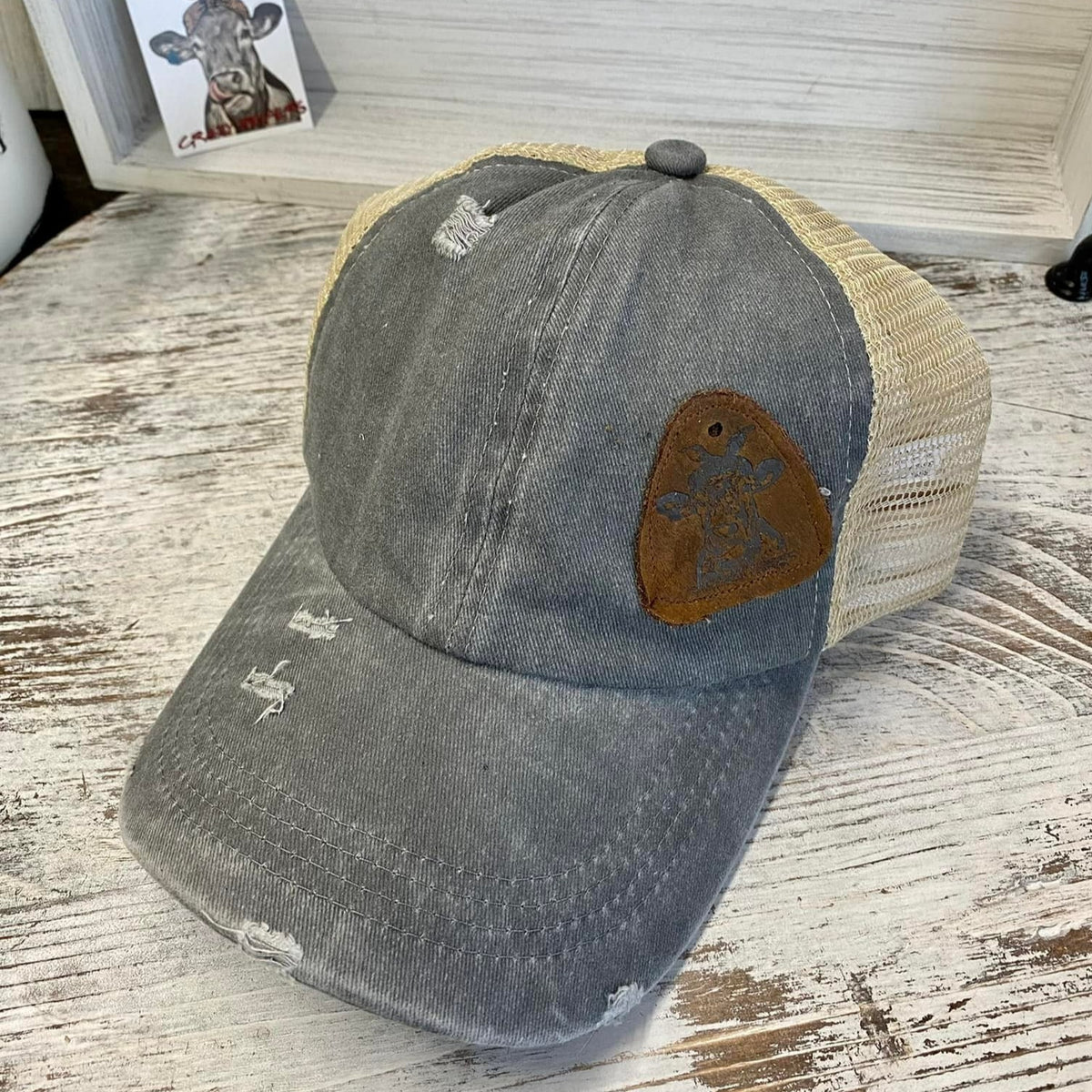 Criss Cross Ball Cap W/ Leather Patch