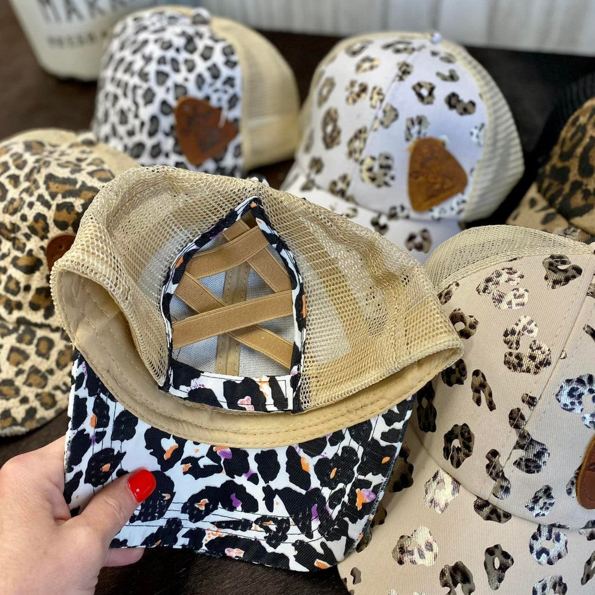 Criss Cross Ball Cap W/ Leather Patch