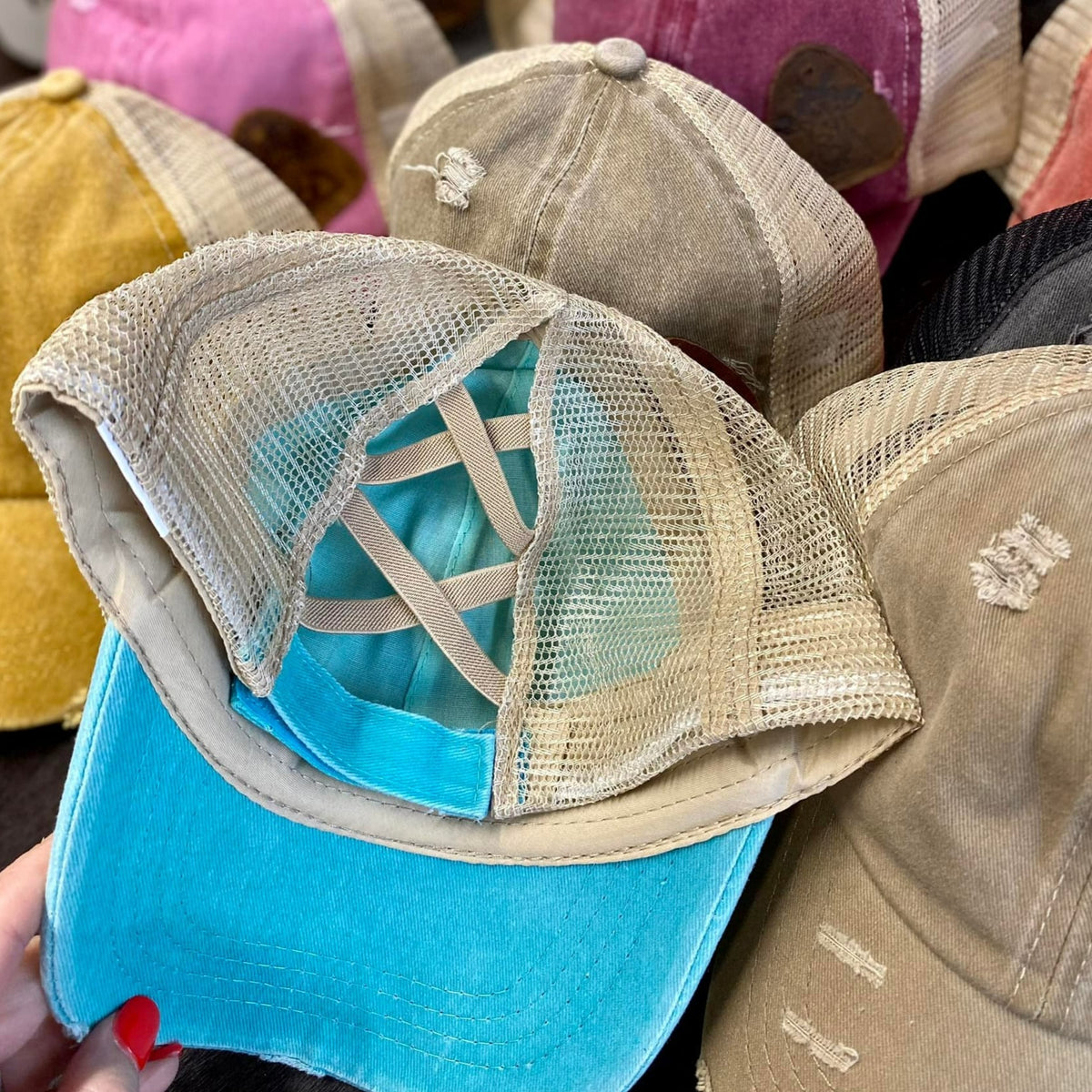 Criss Cross Ball Cap W/ Leather Patch