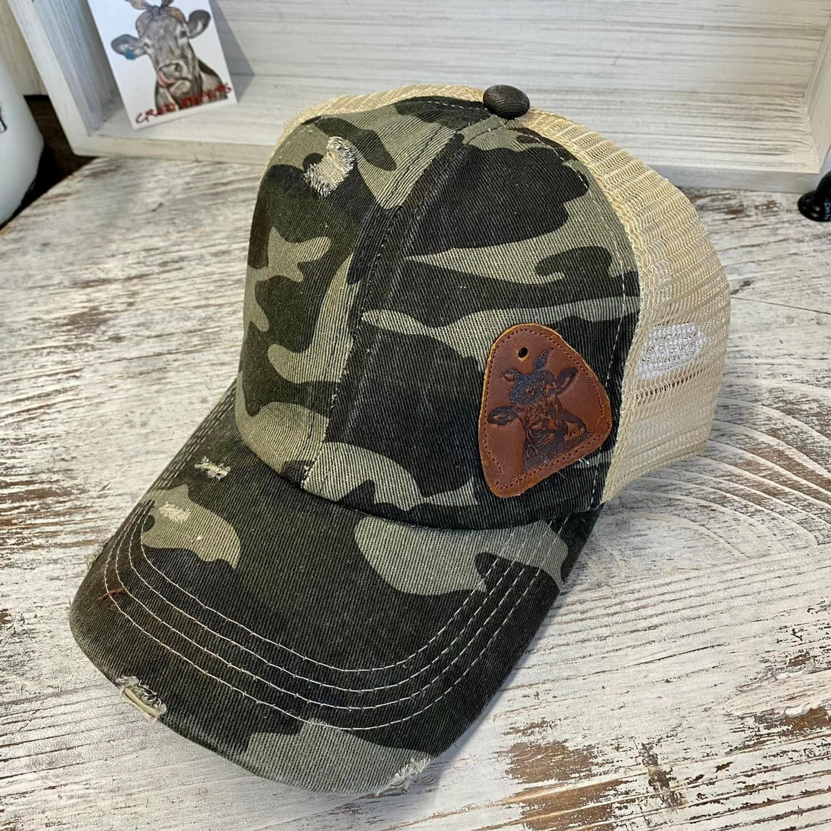 Criss Cross Ball Cap W/ Leather Patch