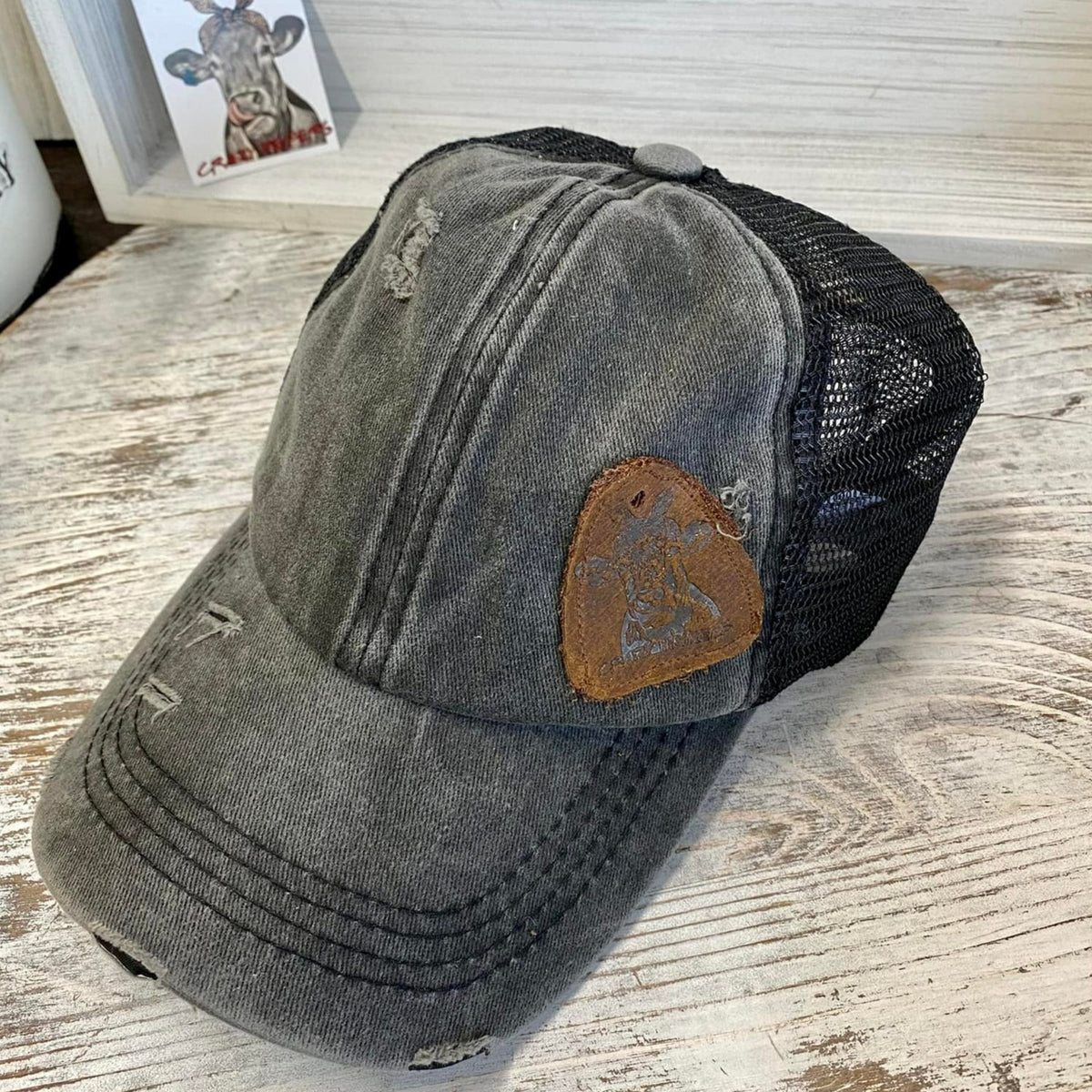 Criss Cross Ball Cap W/ Leather Patch