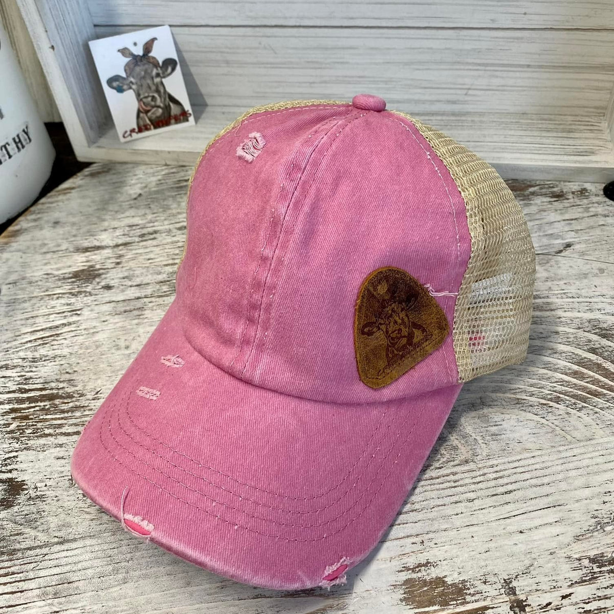 Criss Cross Ball Cap W/ Leather Patch