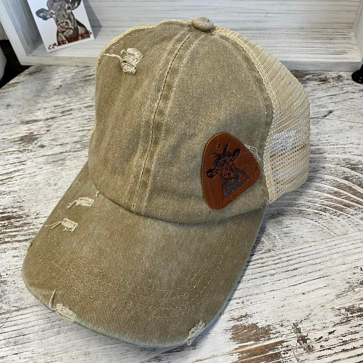 Criss Cross Ball Cap W/ Leather Patch