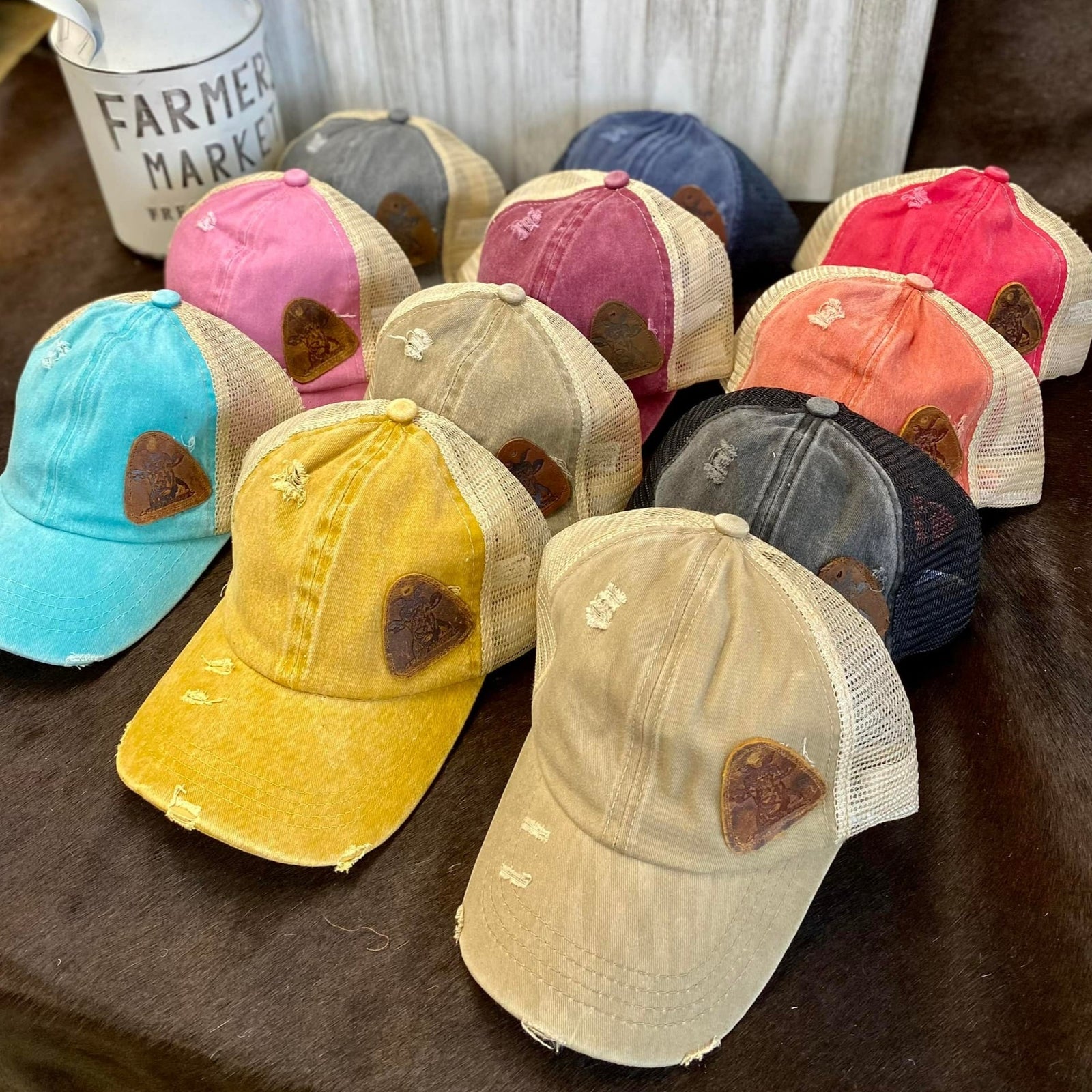 Criss Cross Ball Cap W/ Leather Patch