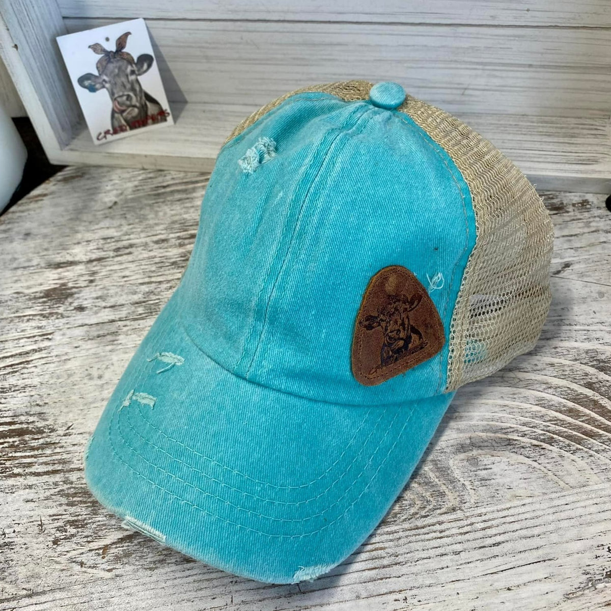 Criss Cross Ball Cap W/ Leather Patch