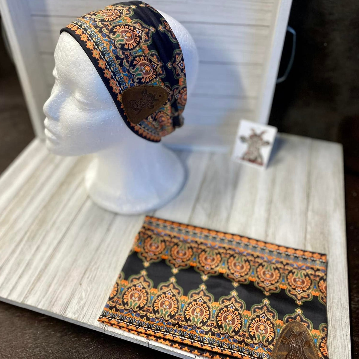 Stretchy Headbands W/ Leather Patch